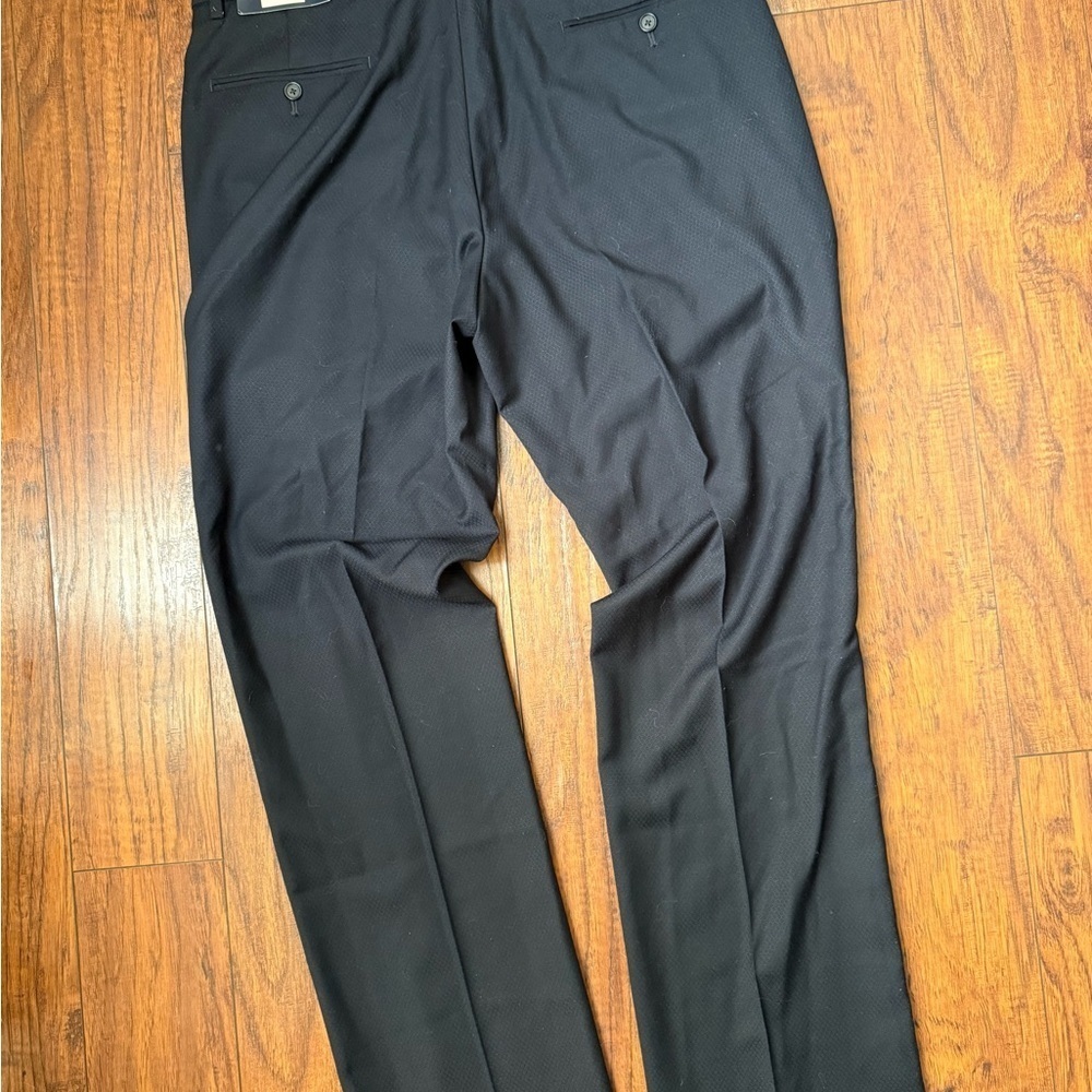 NWT Nautica Black Men's Flat Front Dress Pants 34W / 32L - Picture 3 of 5